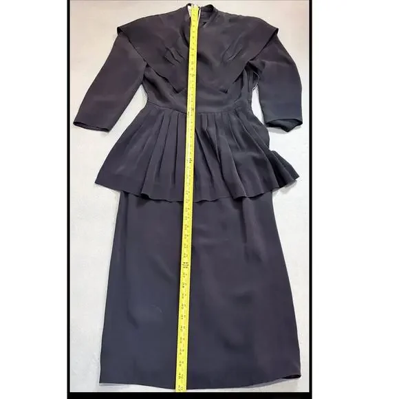 Vintage Junior Guild Original crepe black dress XS/S 1940's pristine - Picture 9 of 9